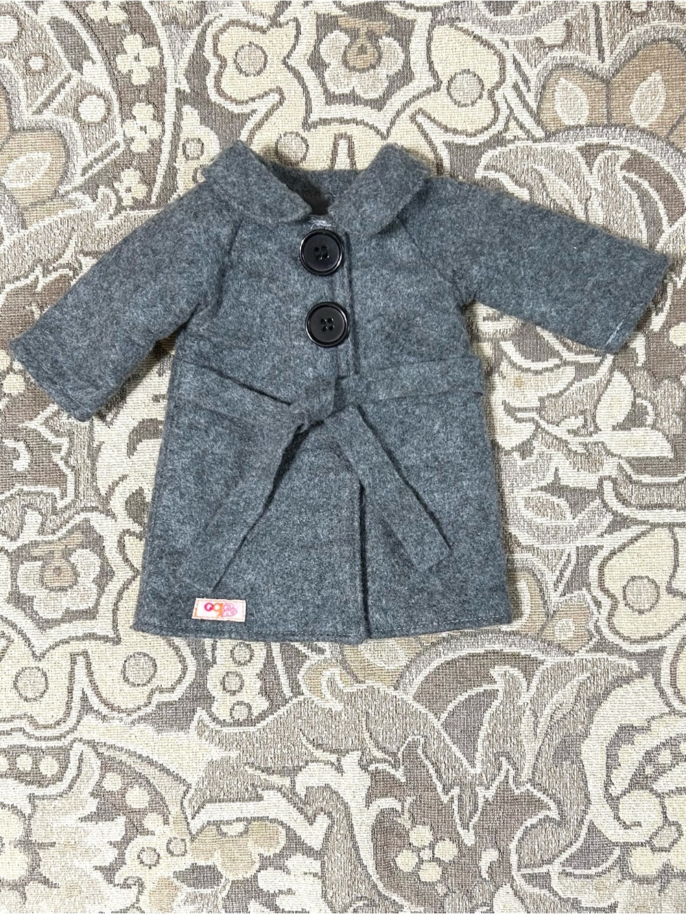 4/$20 Our Generation OG Doll Gray Winter Coat Wool Peacoat with Tie Belt